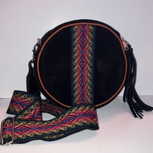 Bohemian‎ Black Round Crossbody Bag